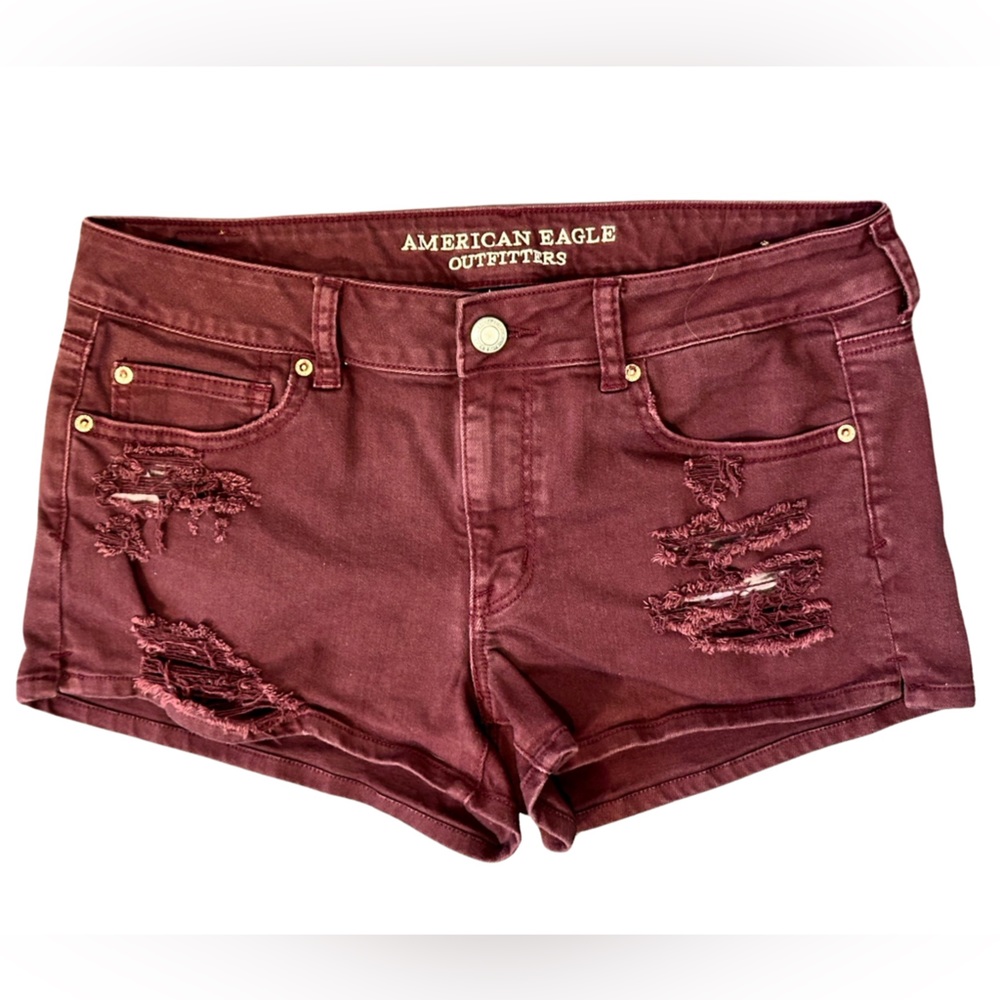 American Eagle Outfitters Burgundy Jean Shorts